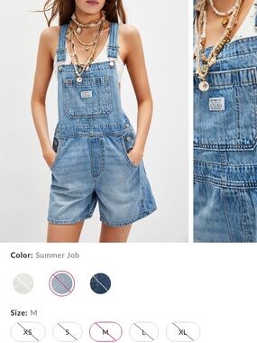 Levi's White and Pink Utility Shortalls